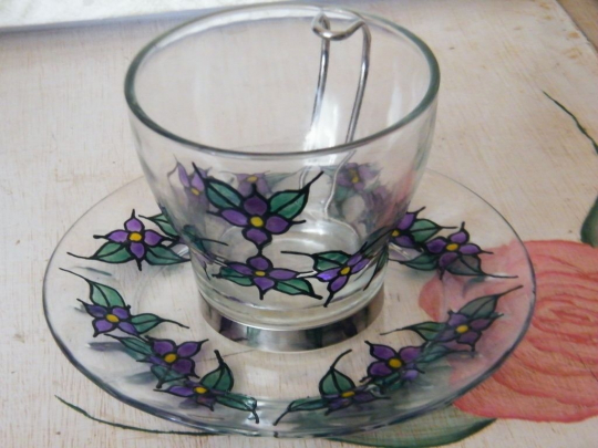 African Violets tea cup and saucer