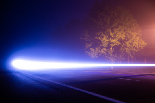 Foggy Night: Car Beams