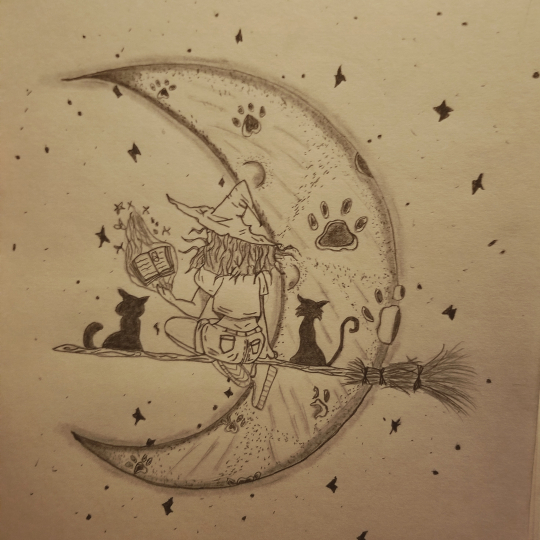 Witch on a moon