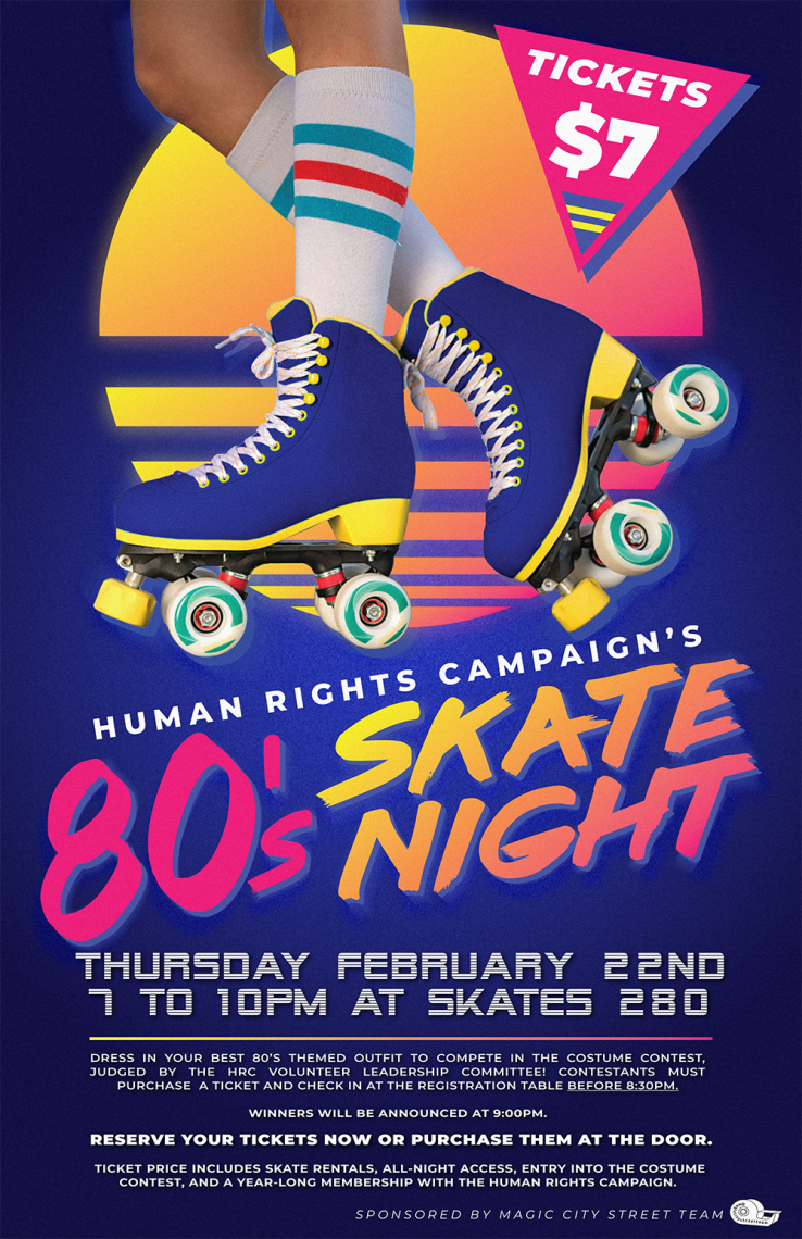 Vintage 1979 Flyer for Galaxy Gay Roller Skating Night Fullerton,CA-Orange Co