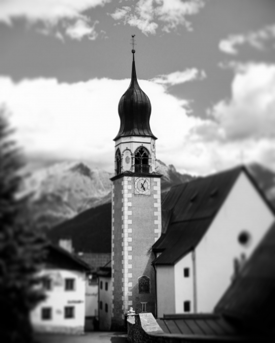 Church in old mountain town